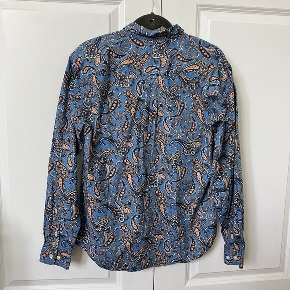 Cinch Button Up Shirt Boys XXL 16-18 Cotton Paisley Blue Western Cowboy Rodeo - Picture 3 of 5